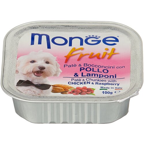      Monge Fruit Dog PATE & BOCCONCINI con POLLO & Lamponi,   , 24 .  100    -     , -,   