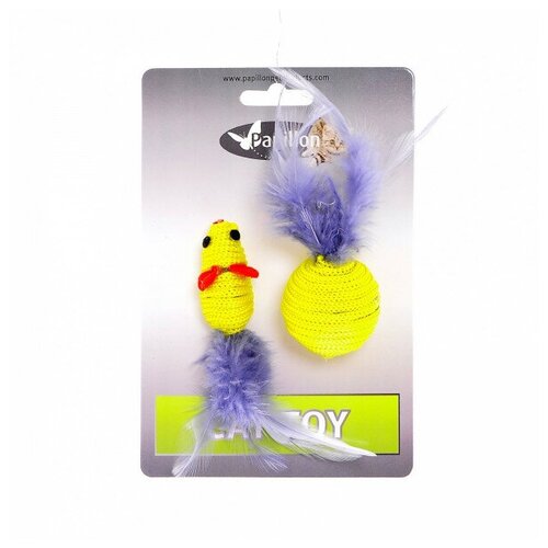  Papillon       5+4  (Cat toy mouse 5 cm and ball 4 cm with feather on card) 240065 | Cat toy mouse 5 cm and ball 4 cm with feather on card, 0,016    -     , -,   