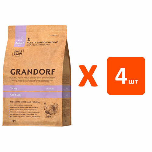  GRANDORF SINGLE GRAIN DOG ADULT MINI TURKEY         (3   4 )   -     , -  