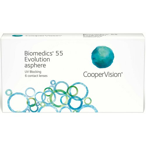 ���� ���������� ����� CooperVision Biomedics 55 Evolution Asphere UV, 6 ��., R 8,8, D +0,25, ����������, 1 ��., ������ ������