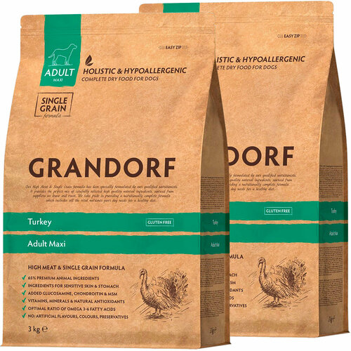  GRANDORF SINGLE GRAIN DOG ADULT MAXI TURKEY         (3 + 3 )   -     , -  