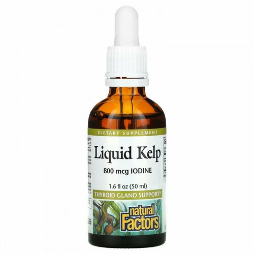  Natural Factors, Liquid Kelp, 800 mcg, 1.6 fl oz (50 ml)   -     , -  