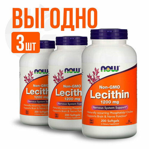���� NOW Lecithin 1200 mg 200 sgels (3 ��������), ������ ������