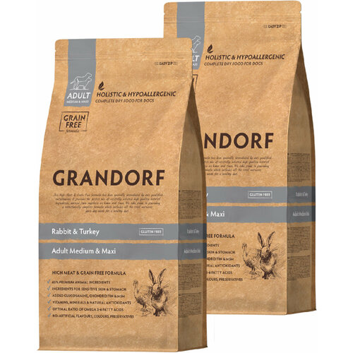  GRANDORF GRAIN FREE DOG ADULT MEDIUM & MAXI RABBIT & TURKEY             (10 + 10 )   -     , -  