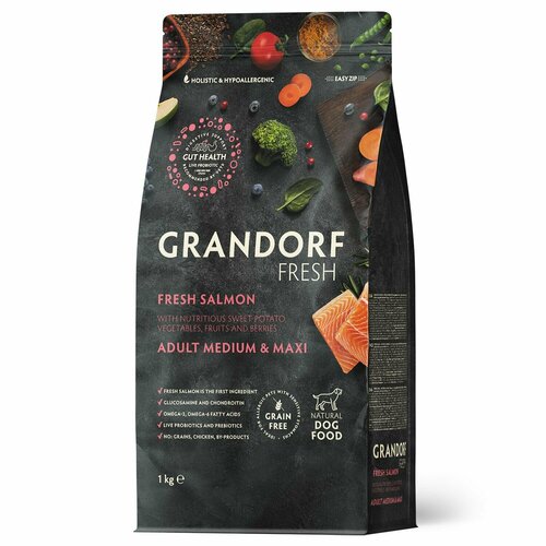  GRANDORF Fresh Dog Adult MED&MAXI Salmon&Sweet Potato (          ) 1    -     , -  