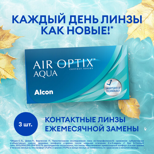 ���� ���������� ����� Alcon Air optix Aqua, 3 ��., R 8,6, D -5,5, ������ ������