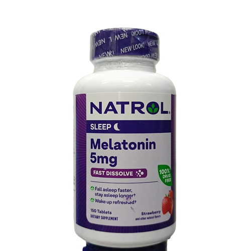 ���� �������� ����������� Natrol Melatonin Fast Dissolve Strawberry 5 mg, 50 �, 5 ��, 150 ��., ������ ������