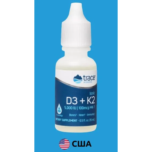    D  K    Trace Minerals Ionic D3 + K2, 15 , 74  (D3 5000, K2 100  )   -     , -  