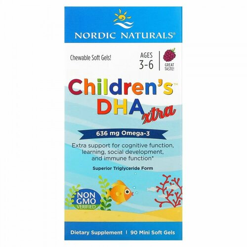 ���� Nordic Naturals, Children's DHA Xtra, ��� ����� �� 3 �� 6 ���, ������� ����, 636 ��, 90 ����-��������, ������ ������