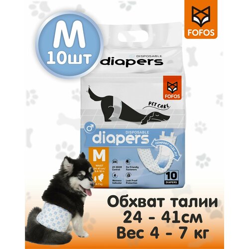        10  / FOFOS Diaper Male Dog M 10pcs (Waist Size 24-41cm) 23g/5g   -     , -  