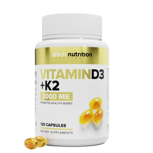 ���� ������� �3 + �2 / VITAMIN D3+�2 2000 �� 250 �� aTech nutrition 120 ������, ������ ������