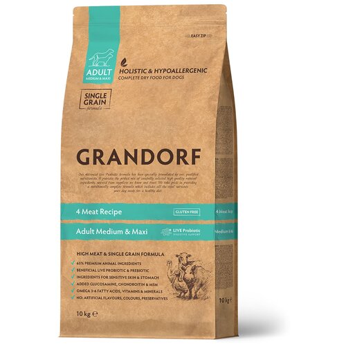  Grandorf Dog 4 Meat&Rice Probiotic Adult Medium & Maxi        4   , 10    -     , -  