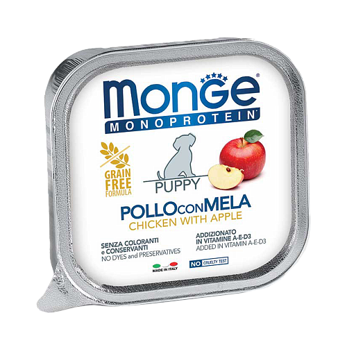      Monge Dog Monoprotein Fruits Puppy POLLO con MELA, , ,  , 30 .  150    -     , -,   