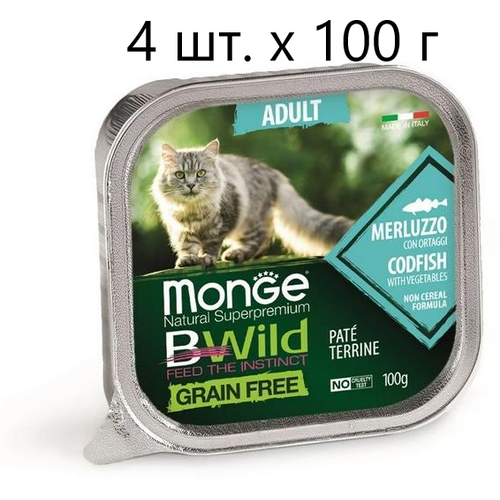      Monge Cat BWILD Grain Free Adult MERLUZZO con ORTAGGI, ,  ,  , 4 .  100  ()   -     , -,   