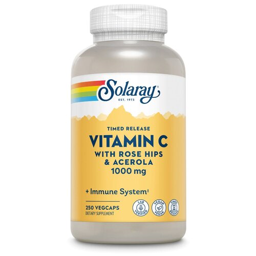   Solaray Vitamin C Timed Release with Rose Hips & Acerola, 360 , 1000 , 250 .,  