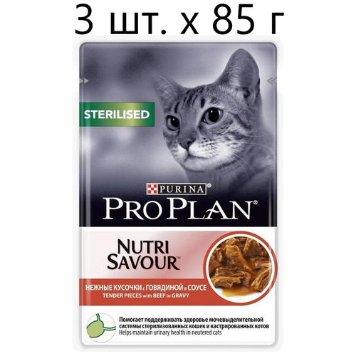       Purina Pro Plan Sterilised Nutri Savour Adult Beef,  , 3 .  85  (  )   -     , -  