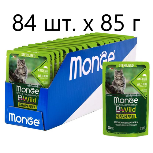      Monge Cat BWILD Grain Free Sterilised CINGHIALE con ORTAGGI, , , , 56 .  85  (  )