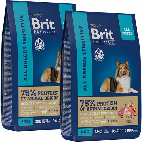  BRIT PREMIUM DOG ADULT SENSITIVE             (8 + 8 )   -     , -  