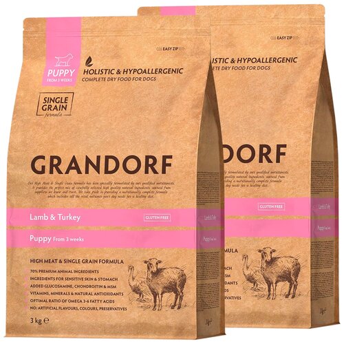  GRANDORF PUPPY ALL BREEDS LAMB & RICE    ,          (3 + 3 )   -     , -,   