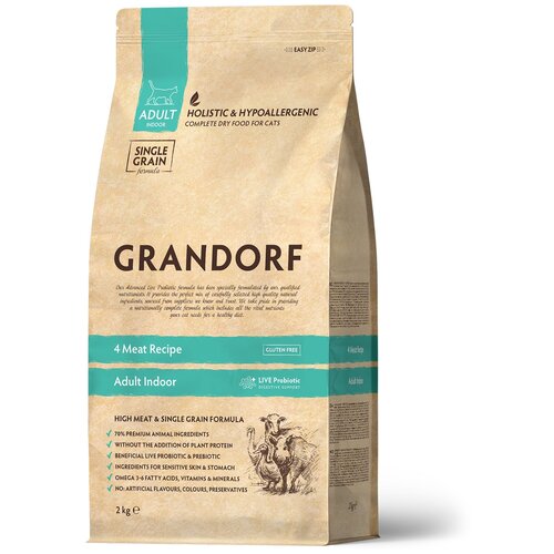  GRANDORF SINGLE GRAIN CAT ADULT INDOOR 4 MEAT RECIPE       4    , ,    (2 + 2 )