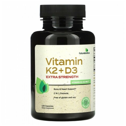  FutureBiotics, Vitamin K2 + D3, Extra Strength, 120 Capsules   -     , -  