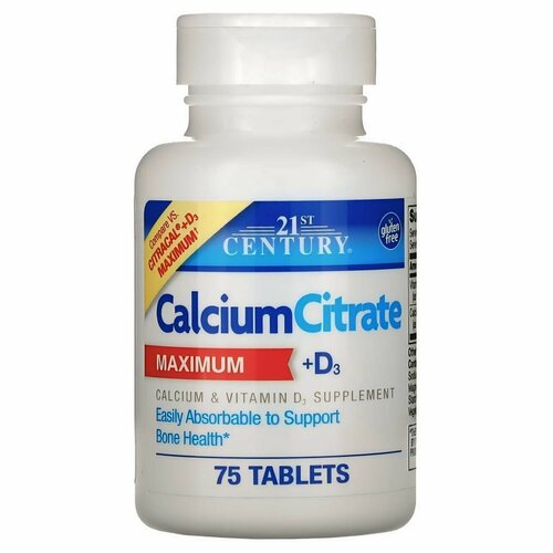  21st Century Calcium Citrate MAXIMUM + D3 75 .   -     , -  