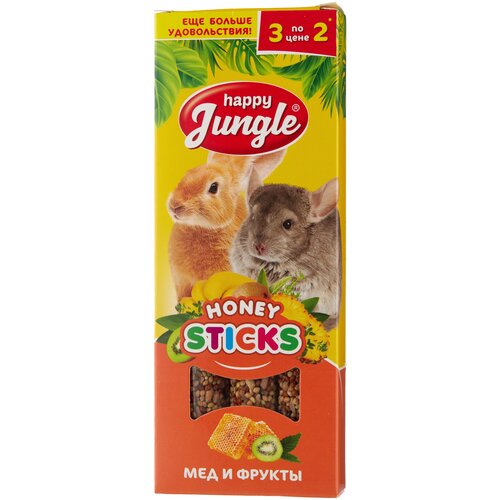 ���� ��������� ��� ��������, �������, �������� Happy Jungle Honey sticks ��� � ������, 90 �, 3 ��. � ��., ������ ������