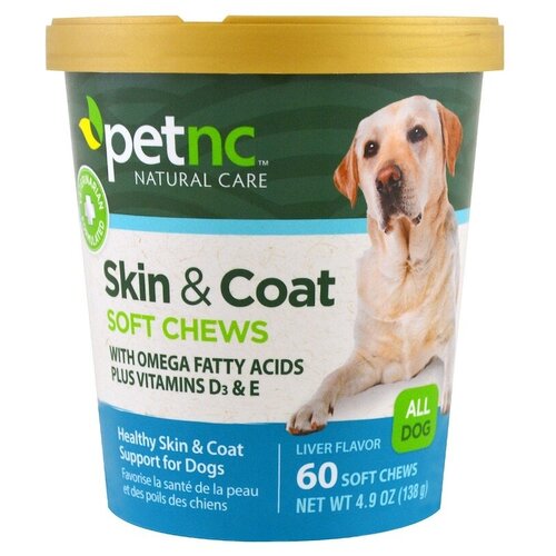  petnc NATURAL CARE, Skin & Coat, All Dog, Liver, 60 Soft Chews, 5.5 oz (156 g)   -     , -,   