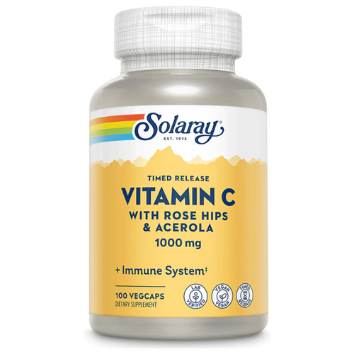   Solaray Vitamin C Timed Release with Rose Hips & Acerola, 160 , 1000 , 100 .   -     , -  