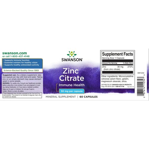���� Zinc Citrate, 30 ��, 100 ��, 60 �, 60 ��., ������ ������