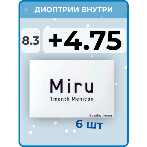    Menicon Miru 1month, 6 ., R 8,3, D +4,75, , 1 .   -     , -  