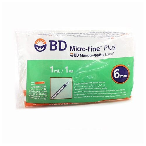    BD Micro-Fine Plus U-100 , 6  x 0.25 , : 31G, 1 , 10 .   -     , -  