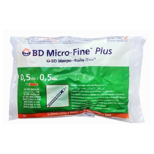    BD Micro-Fine Plus U-100 , 8  x 0.3 , : 30G, 0.5 , 10 .   -     , -  