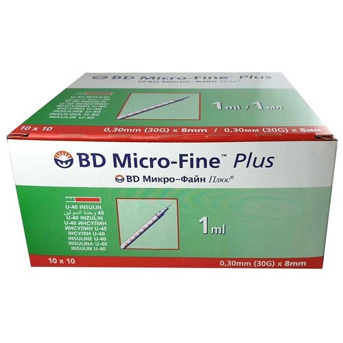    BD Micro-Fine Plus U-100 , 8  x 0.3 , : 30G, 1 , 100 .   -     , -  