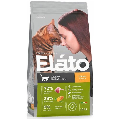      Elato Holistic Adult Cat Chicken & Duck / Hairball Control    1,5    -     , -  