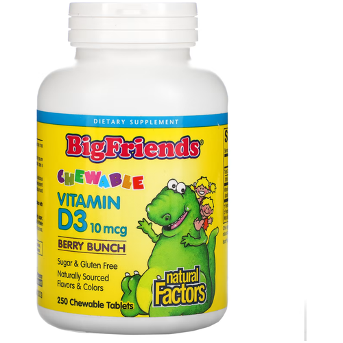  Natural Factors Big Friends Chewable Vitamin D3 . ., 400 , 120 , 250 .,    -     , -  