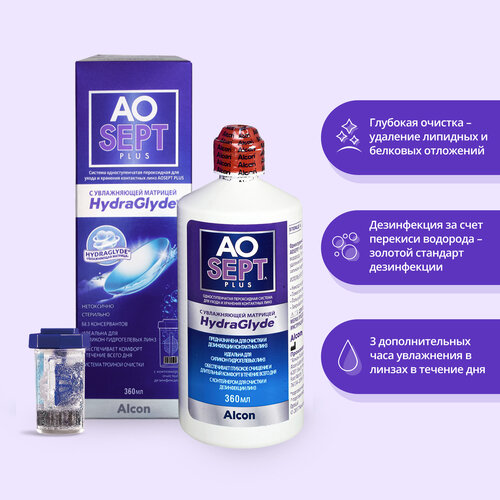 ���� ������� Alcon AOsept Plus HydraGlyde, � �����������, 360 ��, ������ ������