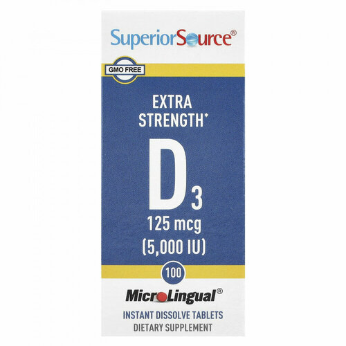 ���� Superior Source, Extra Strength D3, 125 mcg (5,000 IU), 100 MicroLingual Instant Dissolve Tablets, ������ ������
