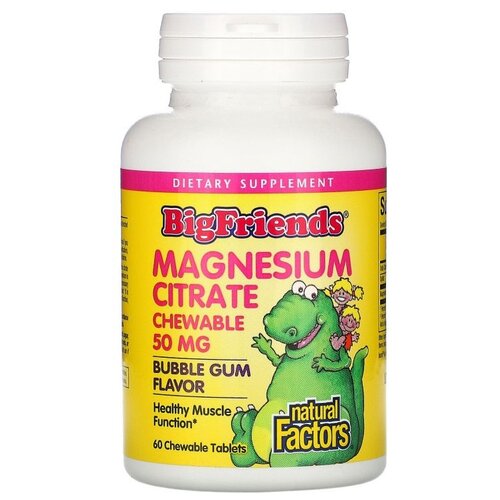   Natural Factors Big Friends Chewable Magnesium Citrate, 110 , 50 , 60 .   -     , -  