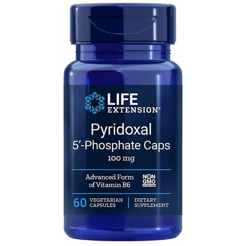  Life Extension, Pyridoxal 5'-Phosphate Caps, 100 mg, 60 Vegetarian Capsules   -     , -  