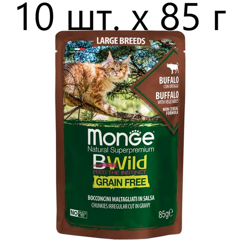      Monge Cat BWILD Grain Free Large breeds BUFFALO, ,    , 10 .  85  (  )   -     , -,   