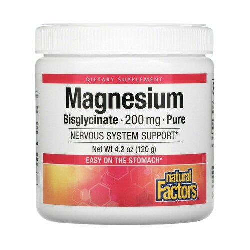 ���� ����������� ������ Natural Factors Magnesium Bisglycinate, 200 ��, 120 ����� 50 ������, ������ ������