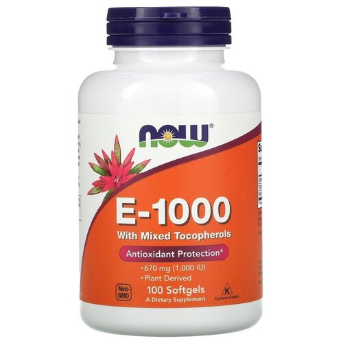 ���� ������� NOW E-1000 with mixed Tocopherols, 200 �, 100 ��., ������ ������