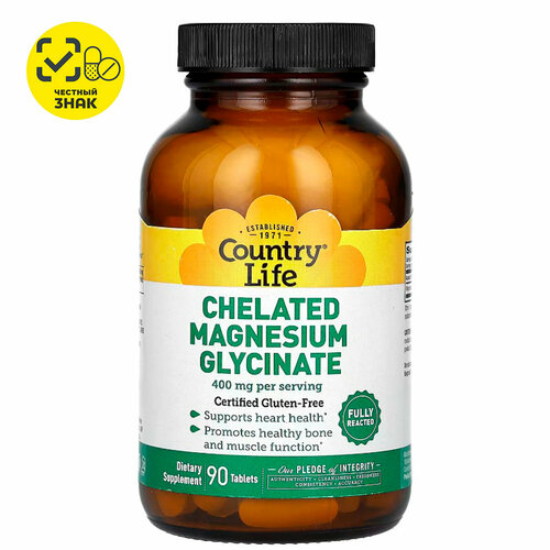  Country Life, Chelated Magnesium Glycinate,  , 540 , 90    -     , -  