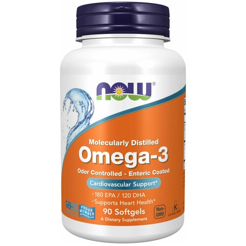  Omega-3 Molecularly Distilled 1000  (-3) 90  (Now Foods)   -     , -  