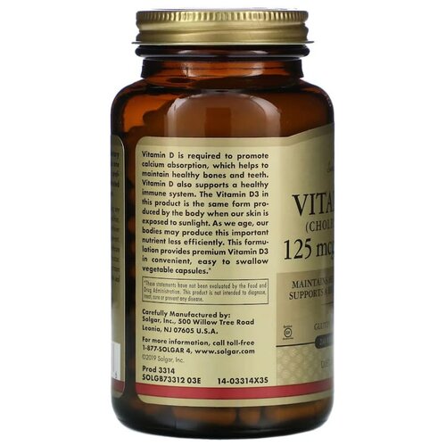  Solgar Vitamin D3 (cholecalciferol) 125  5000 IU   -     , -  