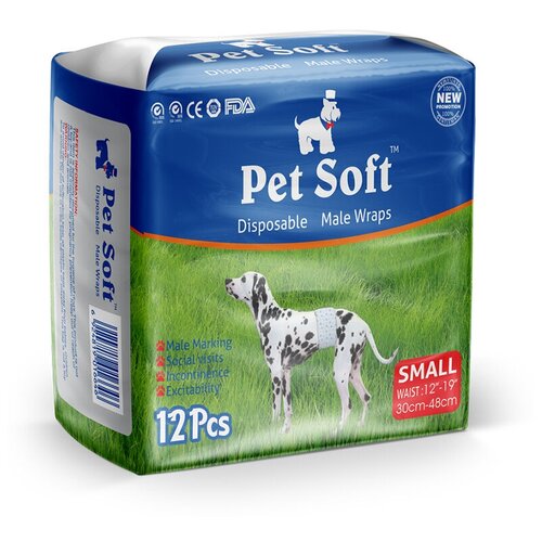  Pet Soft Male Diaper      ( S) 12    -     , -,   