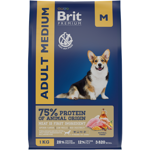     - Brit Premium Dog Adult Medium.        (1025 ), 3    -     , -,   