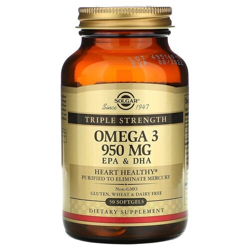  Solgar, Omega-3, EPA & DHA, Triple Strength, 950 mg, -3,   ,  , 950 , 50    -     , -  