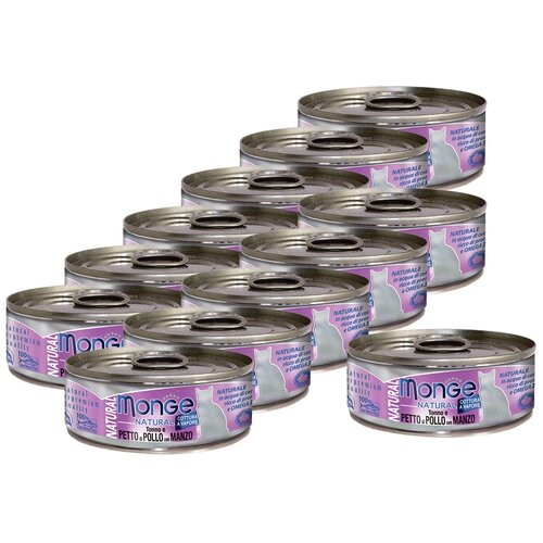  MONGE CAT Natural Tuna & Chicken with Beef  / ,    80    -     , -,   